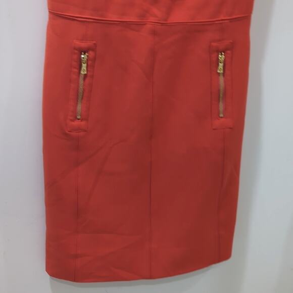 Tory Burch Mariel Orange Gold 1/2 Zip Wool Blend Midi Dress Women's Size 4 - Picture 4 of 9